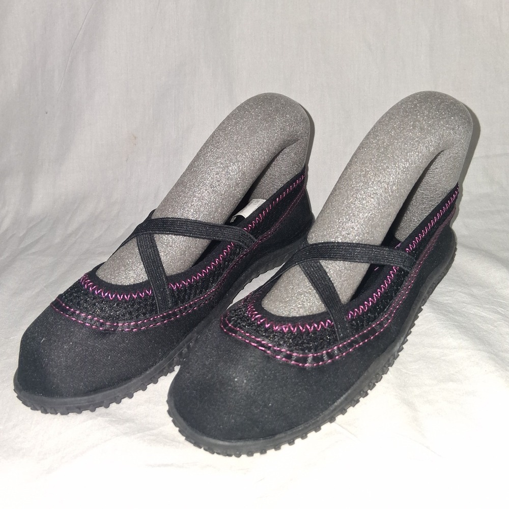 Oxide Girls Black Pink Aqua Socks Water Shoes Mary Jane‎ Elastic Straps Size 2